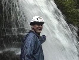 Tao gets up close and personal with the Falls of the White Meadow (Upper) on our evening walk along the River Mellte